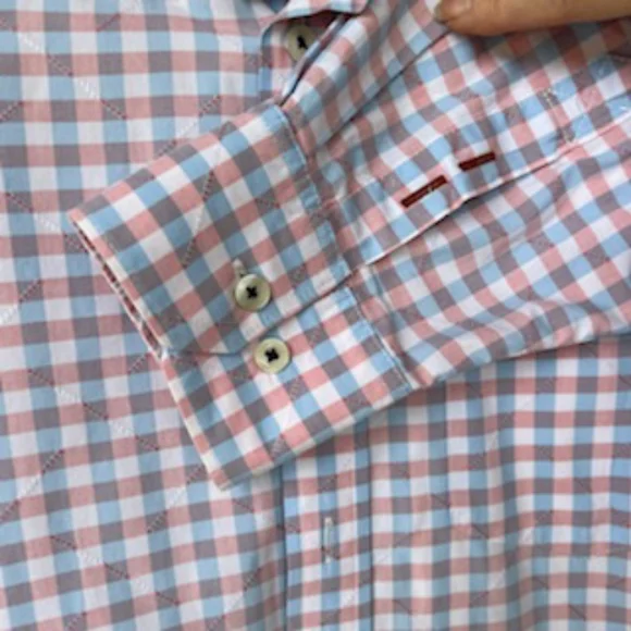 TOMMY BAHAMA BLUE RED PLAID BUTTON DOWN LONG SLEEVE SHIRT SIZE MEDIUM - Picture 5 of 15